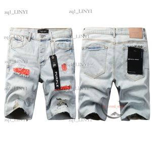 Lila jeans herr designer shorts jeans hål hip hop casual kort knä lenght jean klädstorlek hög kvalitet shorts denim jeans xs-5xl 7b1
