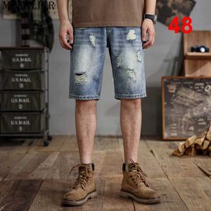 Shorts maschile 48 plus shie shorts di shies da uomo estate continua a strappare jeans cortometraggi retrò cortometraggi retrò grande j240531