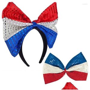 Party Decoration 20sts paljetter Patriotic Bowknot pannband 4: e av Jy Tie Bow Hairband för Celebration Parade Independence Day Drop Deli Dh16s