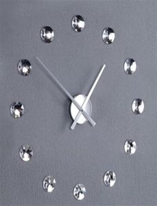 DIY 3D Wall Clock Quartz Clock vardagsrum sovrum Rhinestone Dekorativ klockvägg klistermärke Klocka hela259R3678325