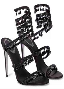 Luxur Design Sandal Lady High Heels Renesc Women Dress Shoes Chandelier Empelled Leather Sandals Black Sandal Heel Wedding PA5768684