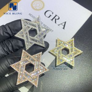 Trendiga smycken isade ut s hexagonal stjärna hiphopanpassad VVS Diamond Moissanite Pendant