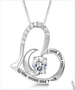 Pendant Necklaces S925 Sterling Sier Necklace For Women I Love You To The Moon And Back Wife Birthday Gifts Mum Msee Pics Day Drop4399523