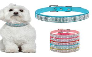 Bling Full Rhinestone Dog Collar Padded Genuine Leather Collars Crystal Diamante Studded For Small Dogs Chihuahua Collar Perro9012832
