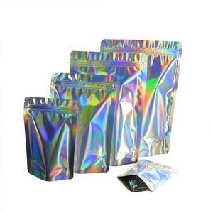 Plain Laser Stand Up Aluminum Foil Packaging Bag Self Seal Mylar Seal Packing Pouches for Sanck Tea Pack Wholesale LX2283