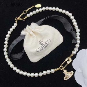 Saturn Halskette 925 Sterling Silber Perle Kragenkette Instagram hoher Grad und einzigartiger Neckketten -Planet Anhänger