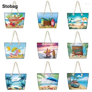 Storage Bags StoBag 2pcs Beach Tote Shoulder Summer Women's Handbag Canvas Fashion Clothes Packaging Portable Reusable Pouch