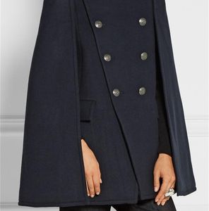 UK Fall Winter Newest Runway Designer Women Oversized Wool Poncho Navy Cape Coat Female Cloak manteau femme abrigos mujer Y2010122098317