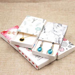 Present Wrap Printed Box DIY Handmaserad marmormönster halsband charm hänge/örhänge 50 st 50 st inre kort