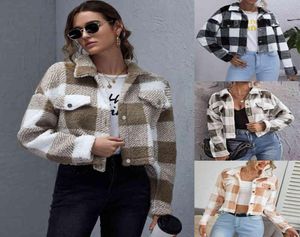 Women039s Jackor Buffalo Plaid Mönster Drop Shoulder Crop Flanell Jacket Straight Autumn and Winter 2022 New Loose Check Thick4063515