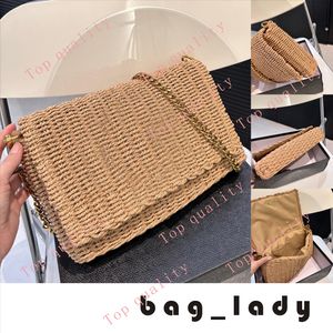 lbag raffias designers kvinnor ys metall kedja handväska väv yssl väskor mens plånböcker kuvert crossbody koppling halm strand axel väska