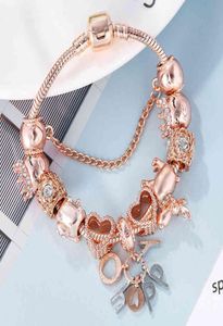 Seialoy Rose Gold Bracelet Bangles For Women Princess Elk Bead HAPPY Charm Bracelets Jewelry Fit Girl Couple Friendship Jewelry Gi3651387