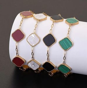 Luxury Clover Designer Charm Armband 4 Four Leaf Elegant Fashion 18K Gold Agate Shell Mor of Pearl Women Girls Girls