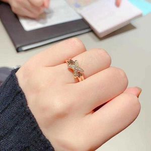 Верхнее обручальное кольцо свадьба Японский и корейский S925 Серебряное покрытие розовое золото сетчатое сет с бриллиантовым кольцо