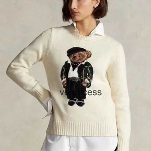 2024 Fashion Womens Sweater Knitted Pullovers Cotton Female Top New Winter RL Cartoon Bear Sweater For Women Clothing