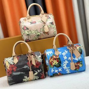 Designer handväska kudde väska kvinnor axel crossbody väskor äkta lädershow blommor jacquard blommor totes med hänglåsväskor handväskor kvinnor