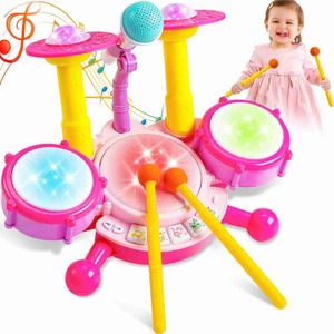 Noisemaker Toys Baby Music Sound Jazz Rack Drum Set Suitable for BabyToddler Girls Education Microphone Instruments Toy Sensing WX5.30