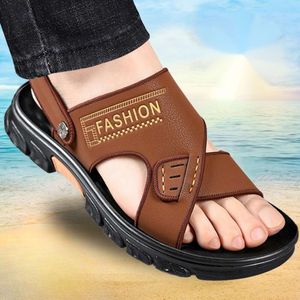för män sommar ny öppen tå ungdom strandskor klassiska tofflor icke-halkarna mäns bekväma mjuka botten platta sandaler 2024
