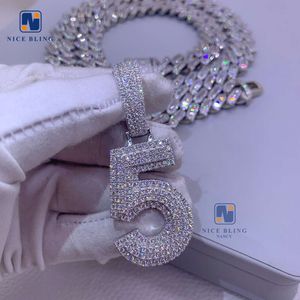 Projektant mrożony biżuteria VVS początkowy wisiorek Naszyjnik tenisowy Diamond Moissanite