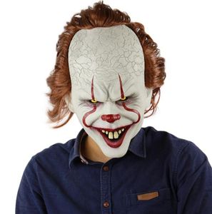Boże Narodzenie Halloween Funny Mask Silikon Film Stephen King039s It 2 ​​Joker Pennywise Full Face Horror Cosplay Party M3234297