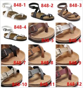 latest style With Orignal shoes box pack Men039s Flat Sandals Women Casual slipper Male Two Buckle Summer Beach Genuine Leather9200701