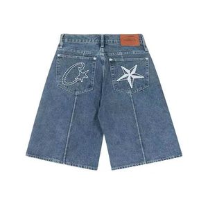 Мужские шорты Alcatraz Вышивка с пятью очками джинсовые шорты Mens Summer Street Lake Casual Quarter Pants Y2K J240531