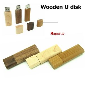 Wooden USB flash drive bamboo pen drive magnetic wood pendriver 4GB 8GB 16GB 32GB memory stick U disk personal Gift