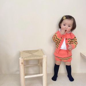 infant girl Clothing Kniting Romper suitset Autumn spring sweater Set Fashion Baby Girls Clothes Long Sleeve Knit Cardigan short S1473858
