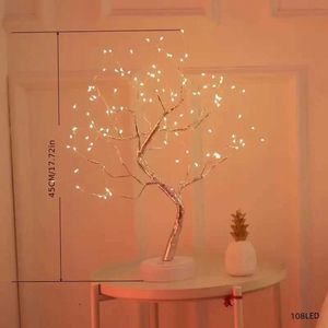 مصابيح طاولة 1pc بونساي 108 LED Tree Light مع بطارية USB الطاقة المناسبة لغرفة نوم المنزل Decoration Christams