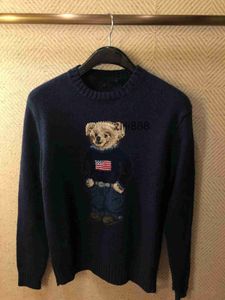 Rl urso cardigan primavera nova suéter uma cor redonda pescoço y2k algodão fofo tops de alta qualidade