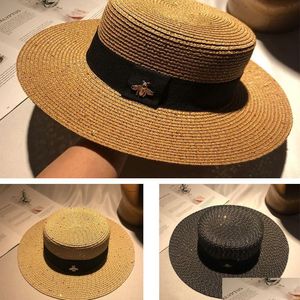 Breda brimhattar Little Bee Flat Top Hat Women Spring and Summer Jazz St Net Red Travel Sunsn British Drop Delivery Fashion Accessories OT7M6