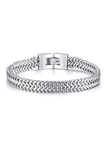 Link Chain Bali Foxtail Armband Rostfritt stål Silverfärg för män Double Links Brazalete 83inch 77 tum Män gåvor3452372