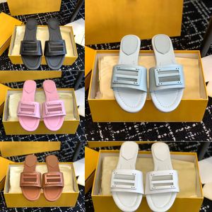 Luxury Designer Brand F Slippers Sandals Mens And Womens Shoes Pillows Comfortable Copper Black Pink Summer Fashion Slide Beach With Box