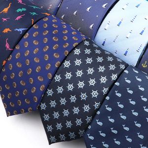 Piękny poliestr krawat niebieski małe żaglówki wzór krawat dla mężczyzn przyjęcie weselne codzienne noszenie koszuli dekoracja
