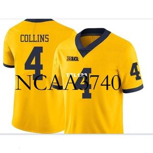 N374 Michigan Wolverines Nico Collins #4 Real Full Embroidery College Jersey Size S-4XL eller Custom något namn eller nummer Jersey