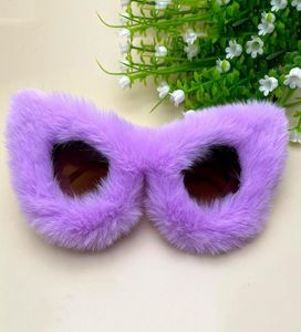 Okulary przeciwsłoneczne Soft Cat Eye Purple Women 2022 Trendia Fashion Big Frame Kolorowe okulary przeciwsłoneczne Uv400 Luksusowe futrzane okulary odcienie Gafas7665673