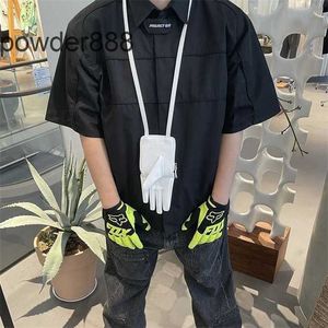 Hip Hop Designer High Street Fashionsmall Group Deconstructive Functional Style Detachable Shoulder Pads Short Sleeved Mens Loose Work Shirt Casual Jacket