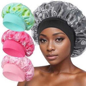 Женщины Новая цветная двойная слоистая спящая шляпа Satin Stine Wide Band Bonnet Night Sleep Cap Head Cover Head