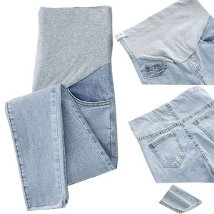 Jeans feminino azul-céu para mulheres calças grávidas GRAVENCIDADE Maternidade Maternidade Plus Tamanho M-XXL L2405