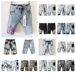 Mor kot şort tasarımcısı erkekler mor kot pantolon hip hop rahat kısa diz uzunluğunda jean giyim 29-40 boyutu yüksek kaliteli şort denim normal pantolonlar kısa