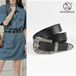 2023 Genuine Leather Black Cowhide with Jeans Casual Belt Womens Style