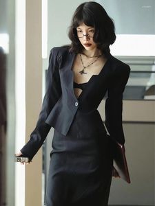 Two Piece Dress Sexy Girl Waist-Cinching Striped Blazer And Pencil Skirt Suit For Women Spring Autumn Two-Piece Set Fashion