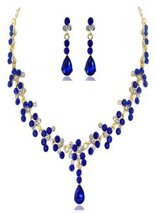 Green Blue white Red crystal earrings necklace bridal jewelry sets for women elegant wedding jewelry set aniversary Formal Event7174321