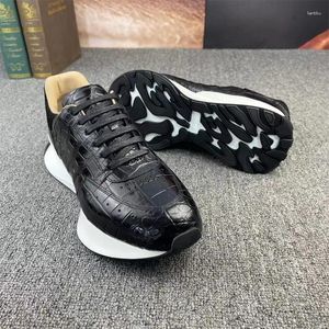 Casual Shoes Authentic Real Crocodile Skin Black White Color Men's Sneakers Genuine Exotic Alligator Leather Male Lace-up Outdoor Flats
