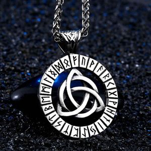 Viking Nordic Rune Necklaces For Men Stainless Steel Trinity Celtic Knot Pendant Amulet Pagan Norse Runes Jewerly