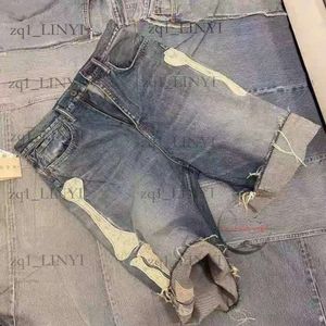 Mens Jeans Kapital Hirata Hohiro Loose Relaxed Pants broderad Bone Wash använde rå kant denimshorts för män och kvinnor Casual XS-5XL B6B