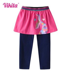 Pieghe di leggings pantaloni vikita girlslir pantaloni bambini sirene stampa primaverila d'autunno gonfie principessa ragazza pantalone elastico pantalone elastico gGG 3-10 anni wx5.31