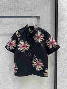 Women's Blouses & Shirts Designer Brand Same Style 2024 New Summer Lapel Neck Short Sleeve Fashion Luxury Tops P27P