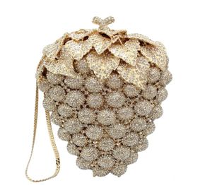 DAIWEI New design evening women purse Grape shaped Rhinestones crystal party clutch bags Q11136768237