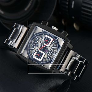 タグHeure Monaco Watch Mens Watches Full Function Machinery Chronograph Watch 42mmサイズすべてのスチールストラップ高級時計限定版マスターリストウォッチ3563